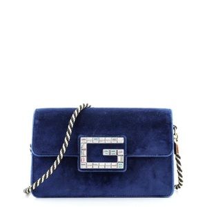 Authentic G Broadway Shoulder Velvet with Crystals Small Cross Body Bag